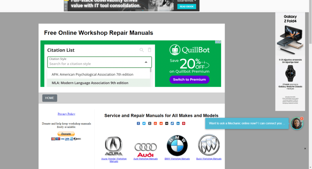  موقع Workshop Manuals أفضل موقع تصليح سيارات
