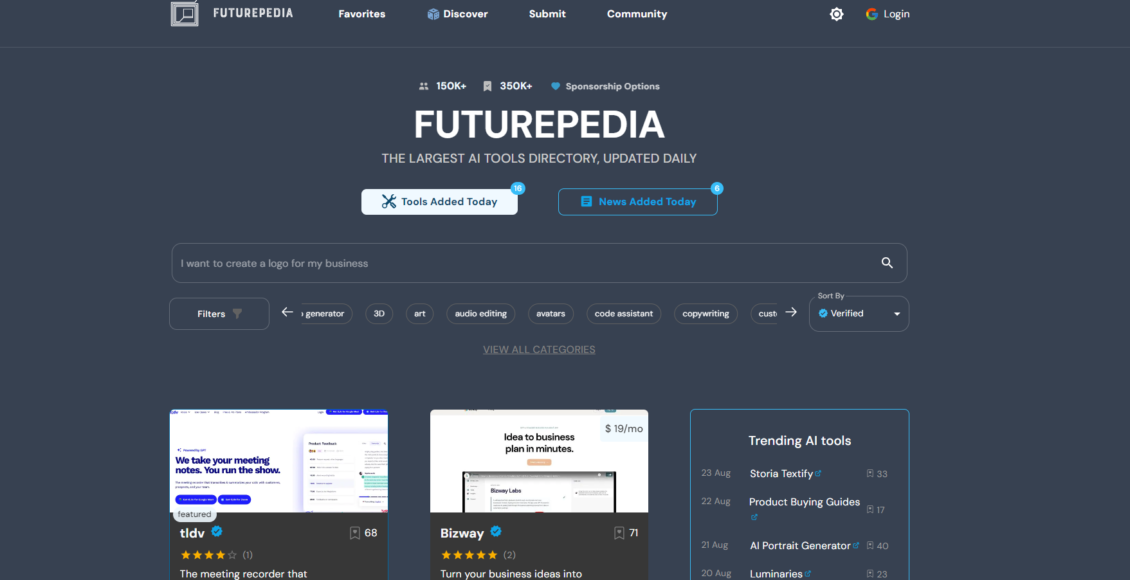 موقع futurepedia io أكبر دليل لأدوات الذكاء الاصطناعي