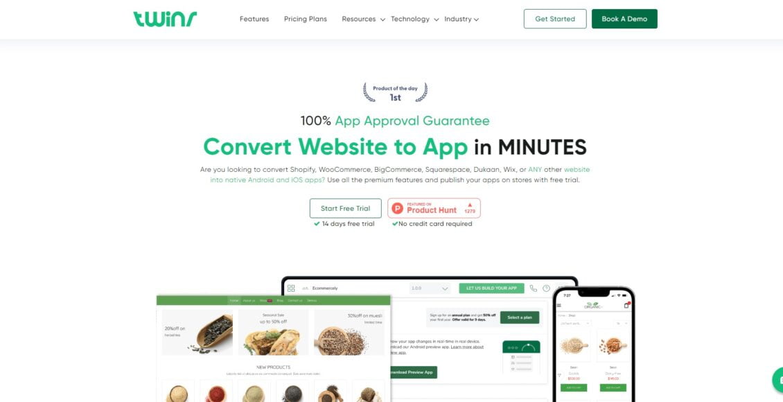 موقع Twinr لتحويل موقع الويب إلى تطبيق جوال بدقائق معدودة