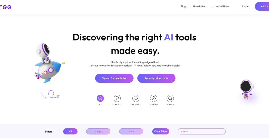 موقع aitree io أفضل مورد لأدوات الذكاء الاصطناعي للأفراد والشركات
