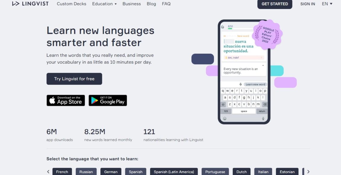 موقع Lingvist أفضل موقع بالذكاء الاصطناعي لتعلم اللغات بشكل أكثر ذكاء وبسرعة فائقة