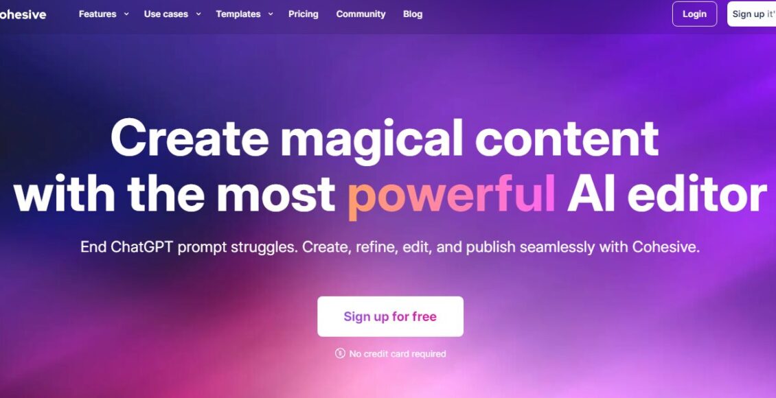 موقع cohesive أفضل موقع بالذكاء الاصطناعي لإنشاء محتوى